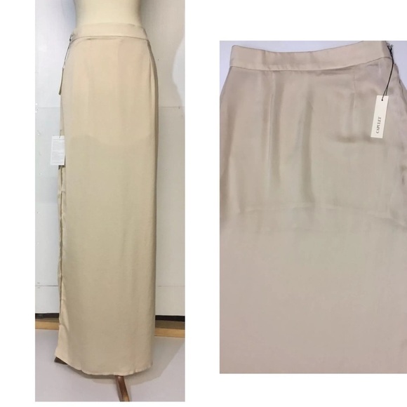 Capulet Cream Chiffon High Waist Slit Maxi Skirt - Picture 1 of 9